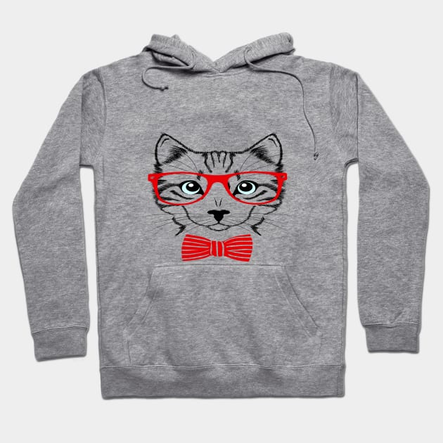 Hipster Cat Hoodie by Mako Design 